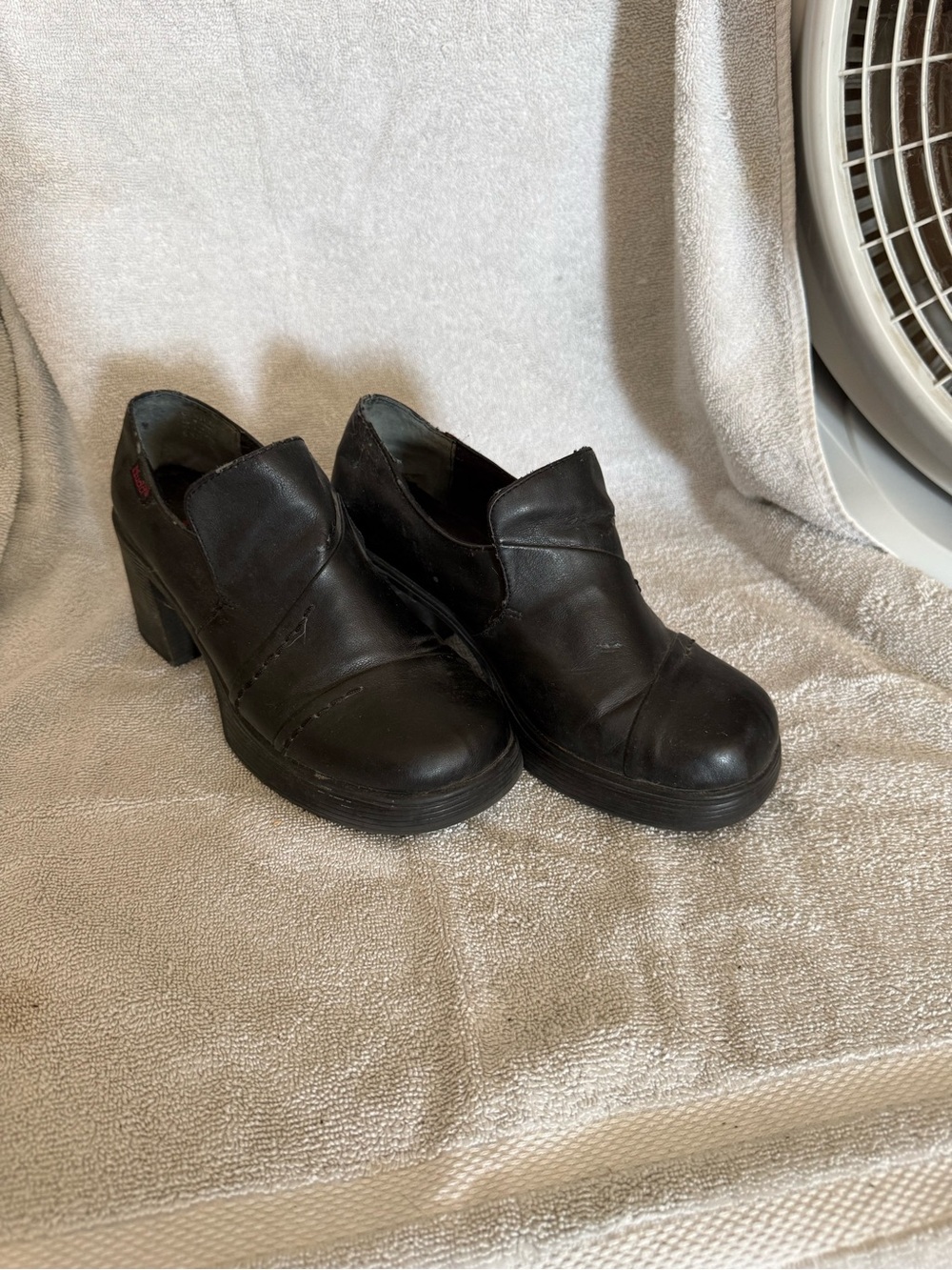 Mudd Black Slip-On Chunky Heel Loafers